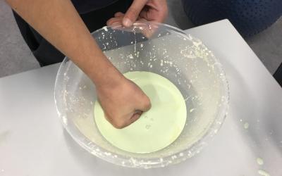 Pupils used a variety of materials to make a substance that allows objects to pass through it easily or it can feel like concrete.